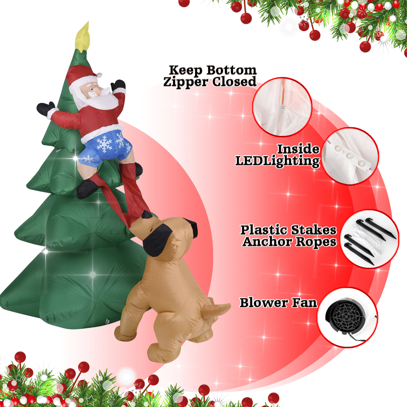 عيد الميلاد نفخ الكلب ث/سانتا  - مراجعة Outdoor Lighting Tree وسعره