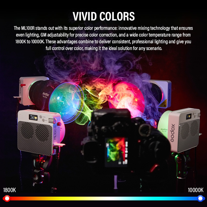 Godox جديد ML100R المحمولة RGB - مراجعة Outdoor Lighting Kit Photography وسعره