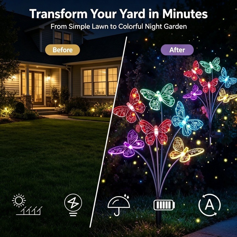 أضواء الفراشة تعمل بالطاقة الش - مراجعة Outdoor Lighting Led وسعره