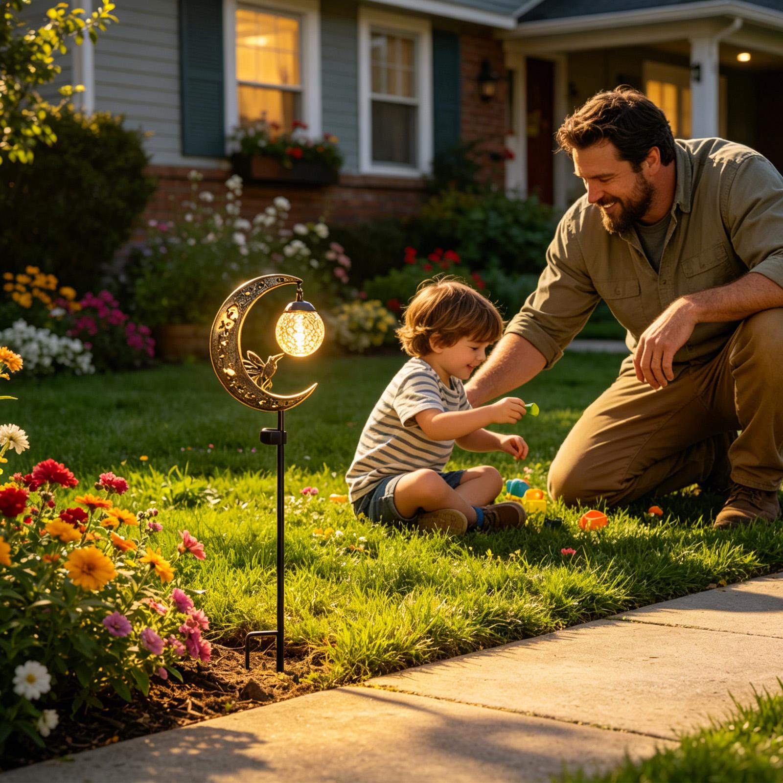 أضواء شمسية خارجية على شكل قمر - مراجعة Outdoor Lighting Yard Stakes وسعره