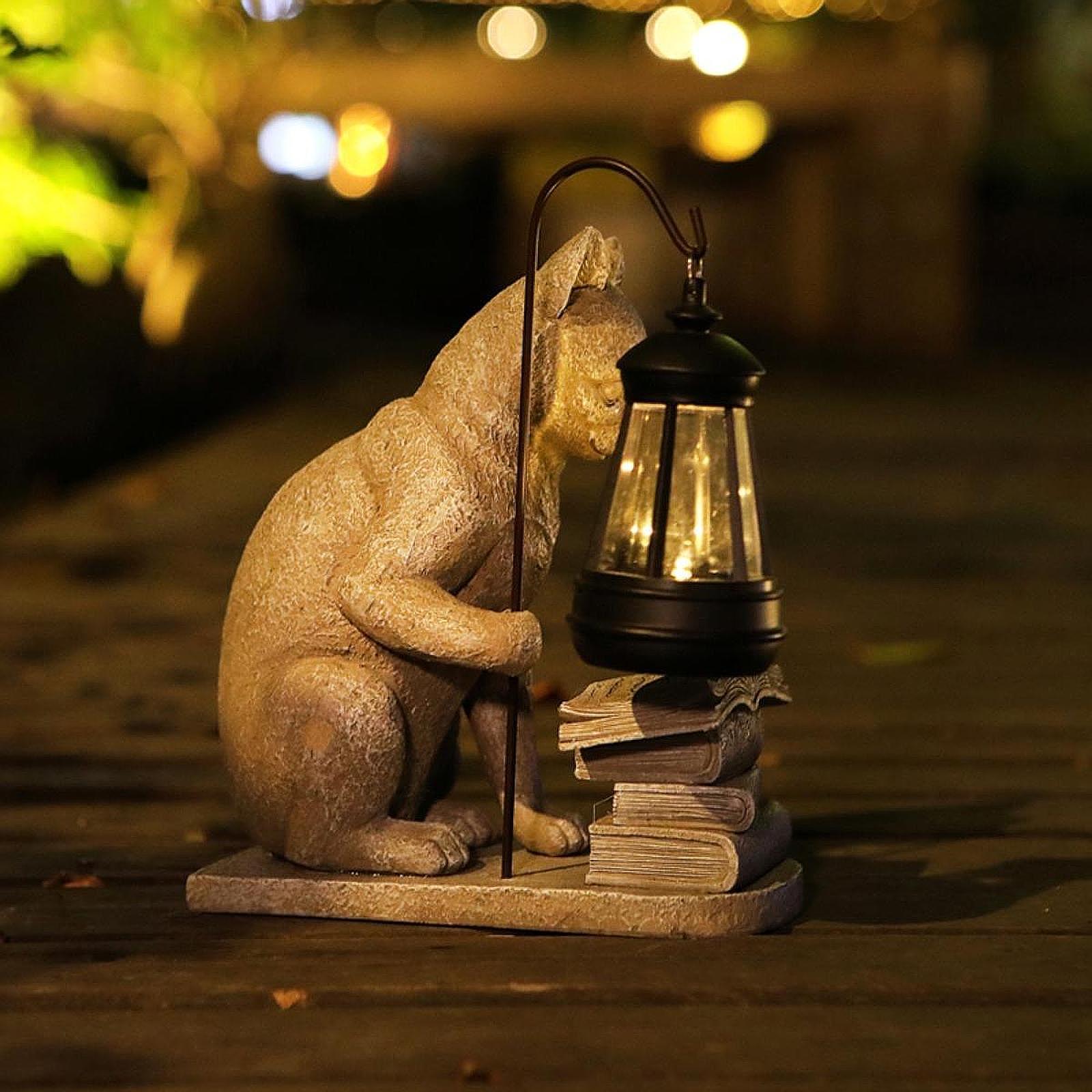 القط الشمسية حديقة تمثال صغير  - مراجعة Photocell Outdoor Lighting وسعره