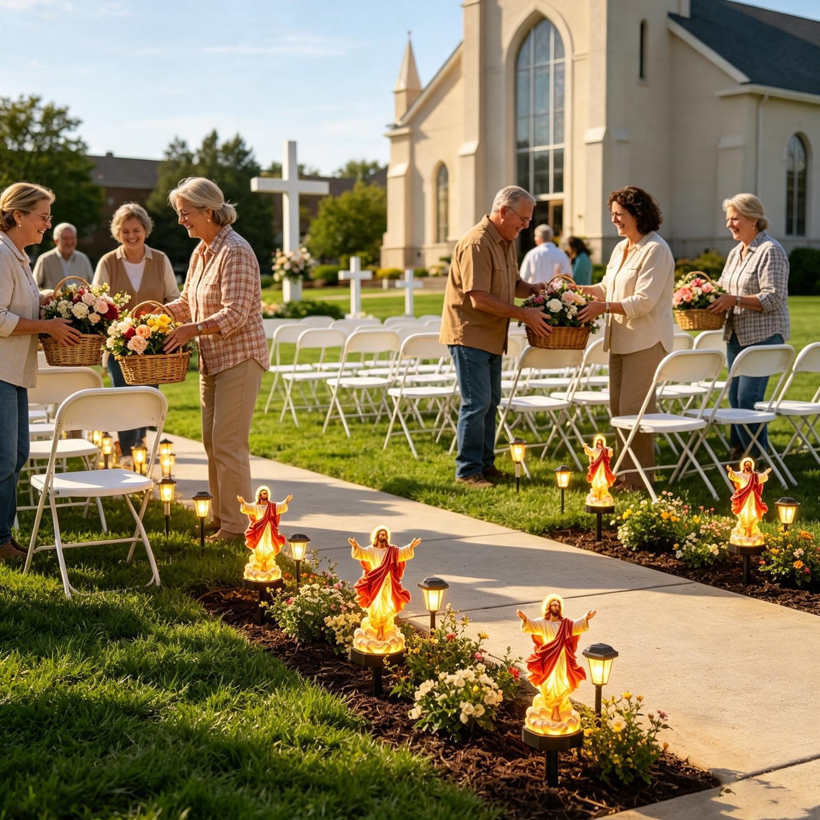 تمثال يسوع يعمل بالطاقة الشمسي - مراجعة Outdoor Lighting Yard Stakes وسعره